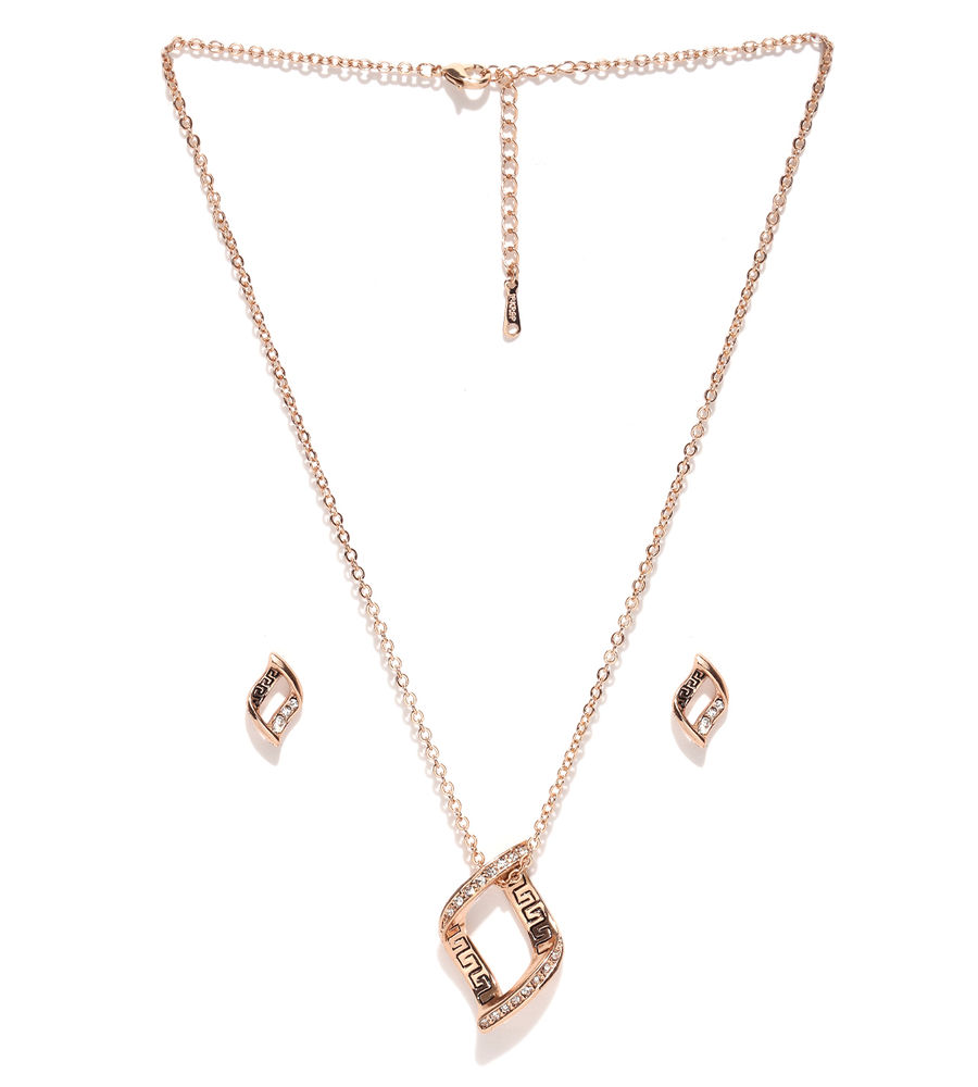YouBella Rose Gold-Toned Stone-Studded Jewellery Set